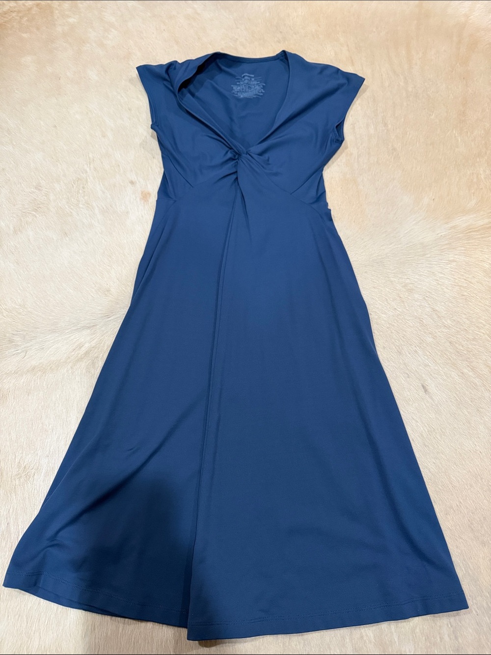 Patagonia Navy Twist-Front Cap Sleeve Midi Dress